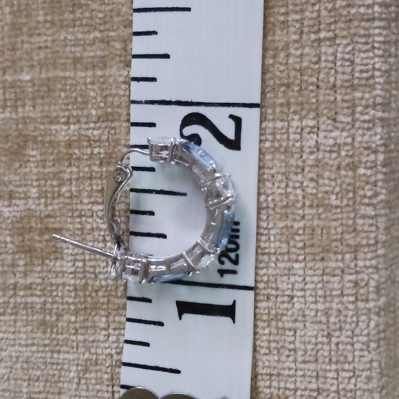 Silver Tone Clear Purple Rhinestone Post Earrings - Picture 8 of 10